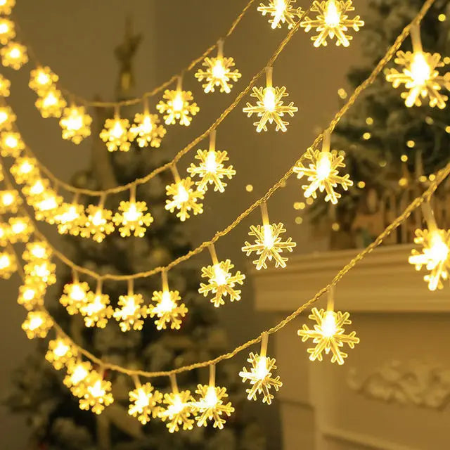 LED Snowflake String Lights