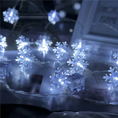 LED Snowflake String Lights