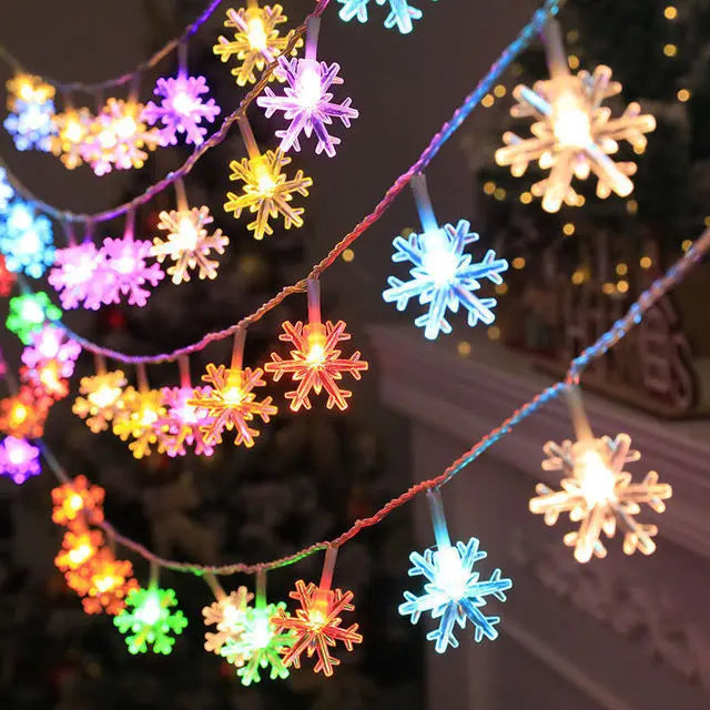 LED Snowflake String Lights