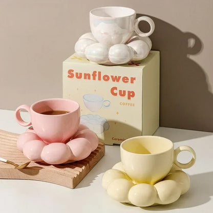 Sunflower-Shaped Ceramic Coffee Mug