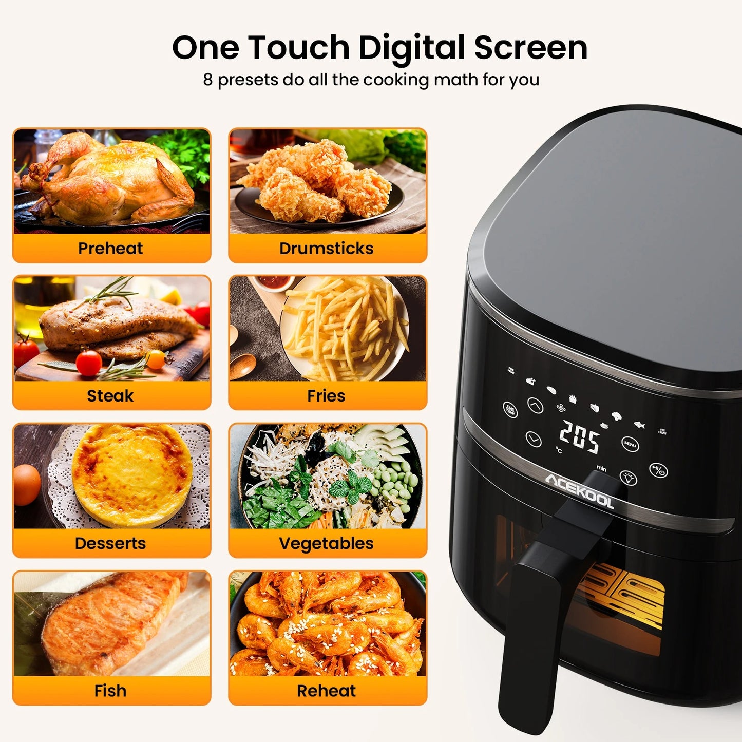 Digital Air Fryer with 8 Cooking Presets - Healthy & Efficient Cooking